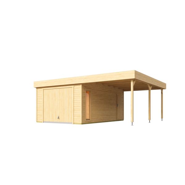Lasita Maja Garage Bahamas SET mit Schwingtor Naturbelassen 540x670 cm
