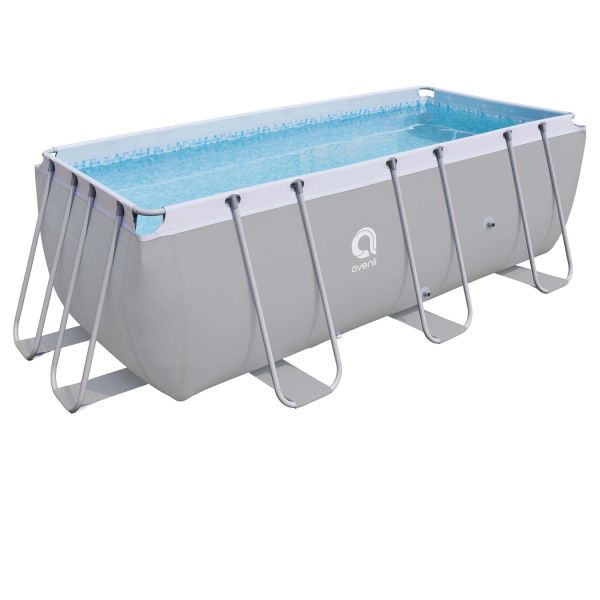 Avenli SteelSuper Set 400x207x122cm Passaat, rechteckiger Stahlrahmen Pool mit Filterpumpe und Leite