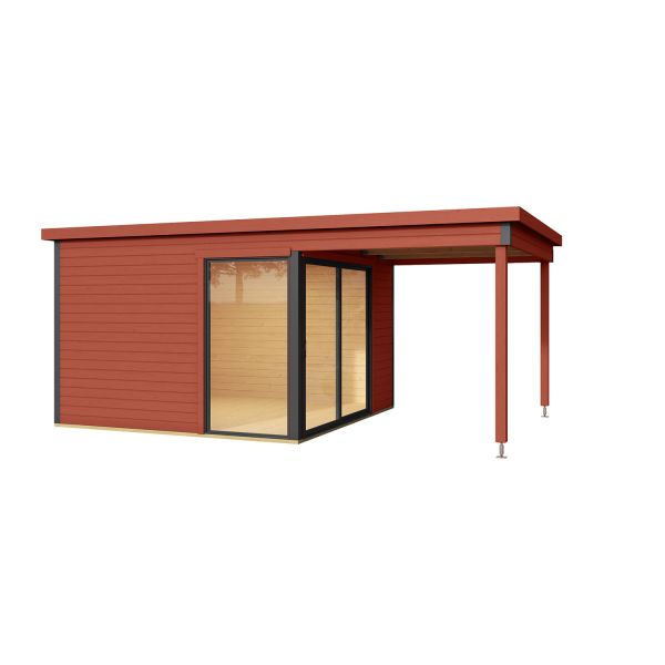 Lasita Maja Gartenhaus Domeo 2 anthrazit/Schwedenrot 500x300 cm
