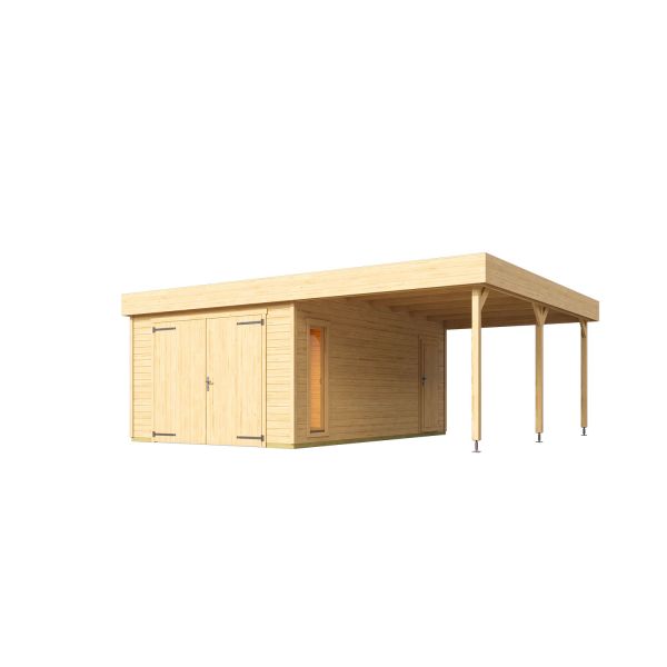Lasita Maja Garage Bahamas SET mit Holztor Naturbelassen 540x670 cm