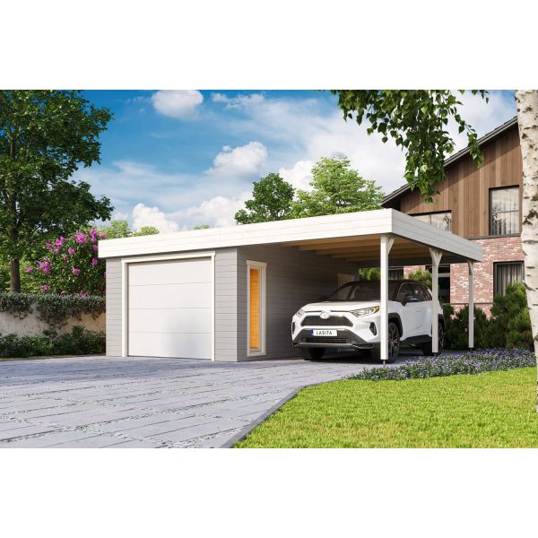 Lasita Maja Garage Bahamas SET mit Sektionaltor Lichtgrau 540x670 cm