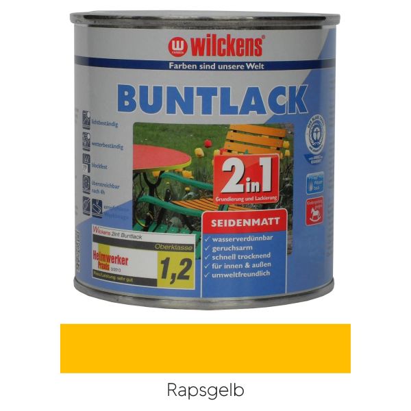 Wilckens Buntlack 2in1 seidenmatt RAL 1021 Rapsgelb 0,75l