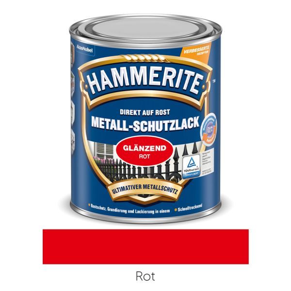 HAMMERITE Metall-Schutzlack glänzend Rot 750ml