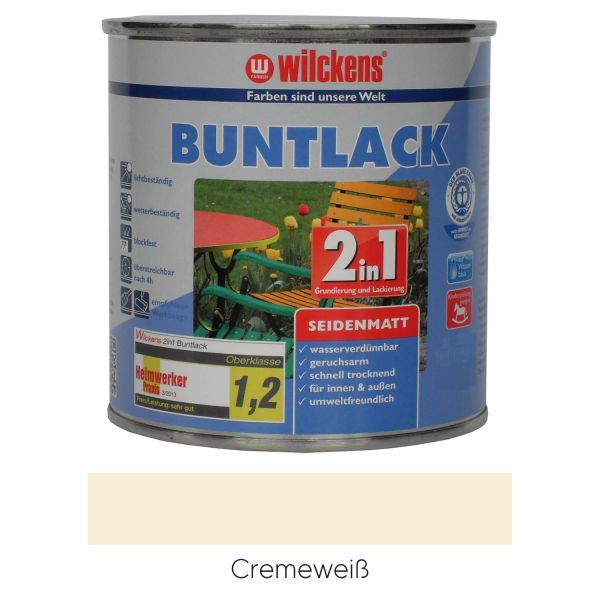 Wilckens Buntlack 2in1 seidenmatt RAL 9001 Cremeweiß 0,75l