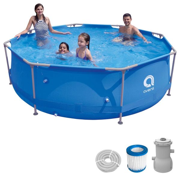 Avenli SteelSuper Set 300x76cm, Stahlrahmen Pool, mit Filterpumpe, blau