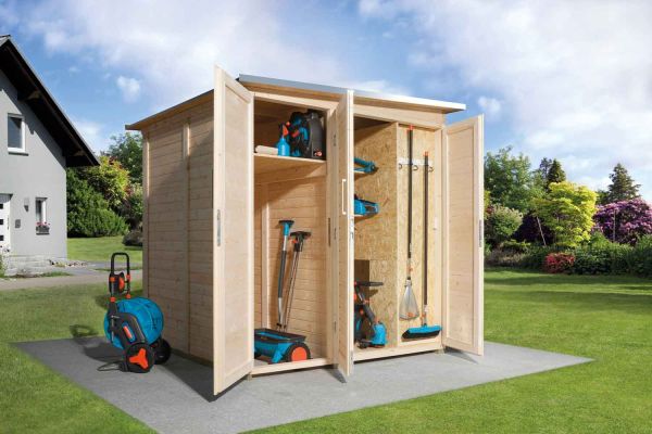 Weka Garten Gerätehaus | Geräteschrank | [Q] Modul Save Bike| 2 Türen+RW natur