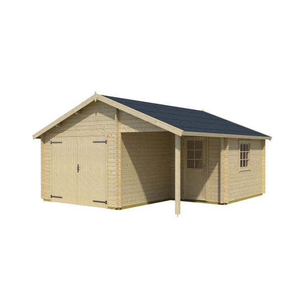 Lasita Maja Garage Nevis mit Holztor Naturbelassen 500x550 cm