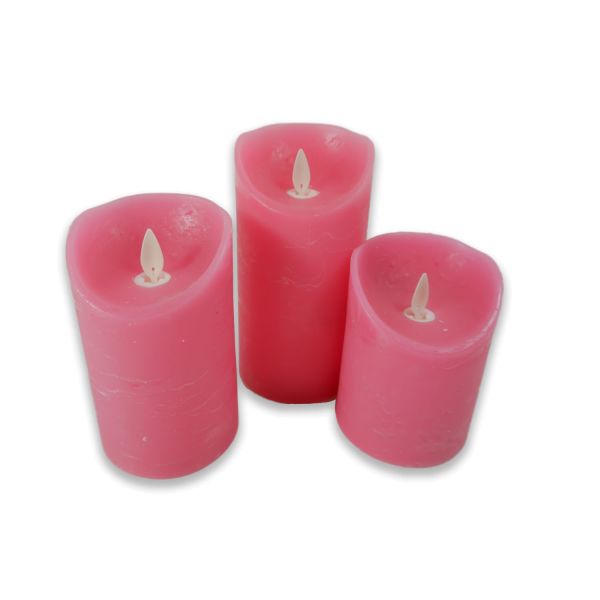 LED Echtwachskerze mit Timer und beweglicher Flamme von Nordje | in Fuchsia