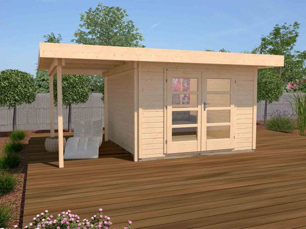 Weka Designhaus 126 A Gr.1| natur| 28 mm| Doppeltür | Anbau 150 cm| ohne RW