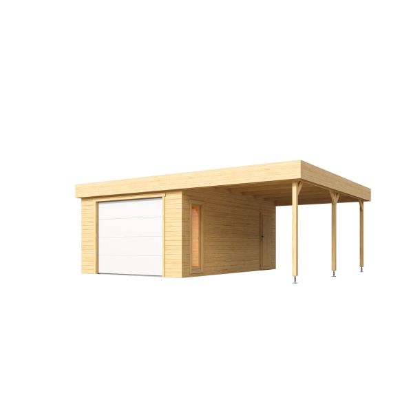 Lasita Maja Garage Bahamas SET mit Sektionaltor Naturbelassen 540x670 cm