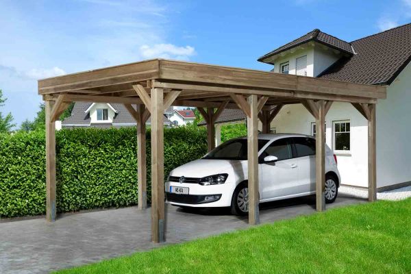 Weka Carport 609| Schneelast 3kN/m² INKL. SELBSKLEBENDER DACHBAHN ANTHR. BESAND| Einzeltür |