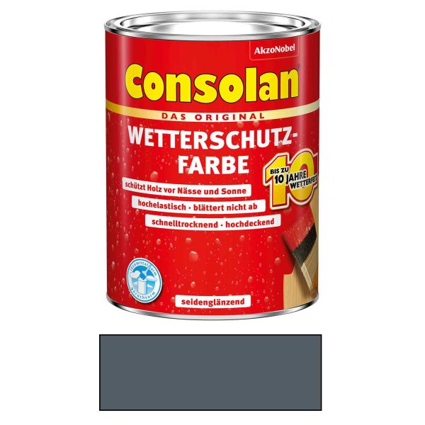 Consolan Wetterschutzfarbe Holz Schiefer 2,5L Seidenglänzend