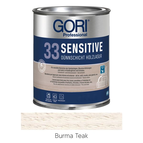 GORI 33 Sensitiv Dünnschicht-Holzlasur Burma Teak 0,75l