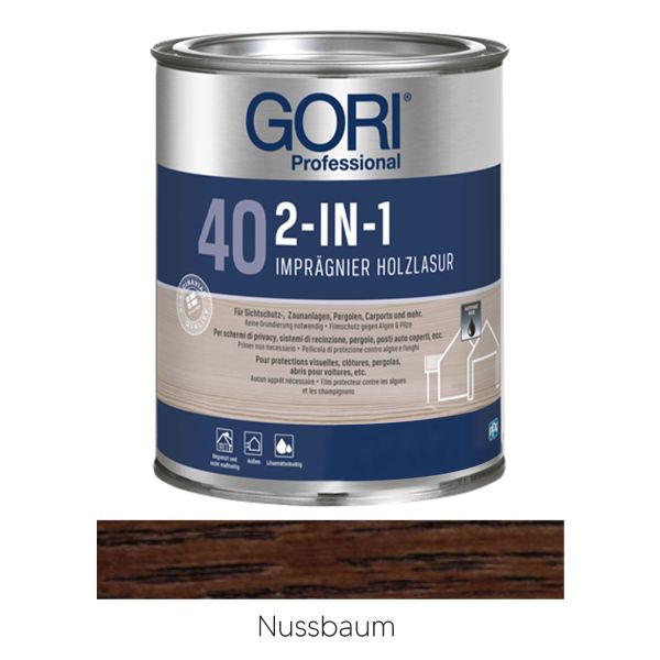 GORI 40 2-in1 Imprägnier Holzlasur Nussbaum 5l