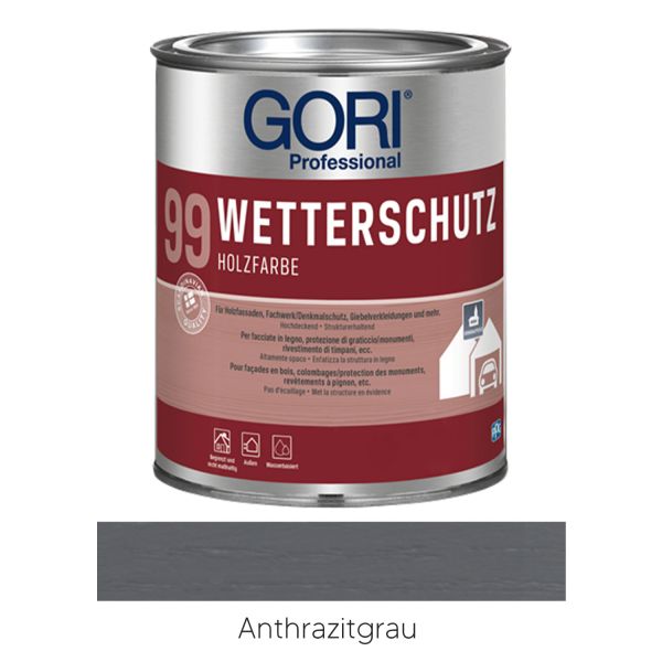 GORI 99 Wetterschutz Holzfarbe Anthrazitgrau 0,75l