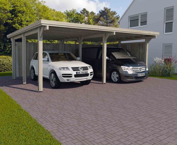Weka Flachdach-Doppelcarport 618 Gr.1 | 603x512x233 cm