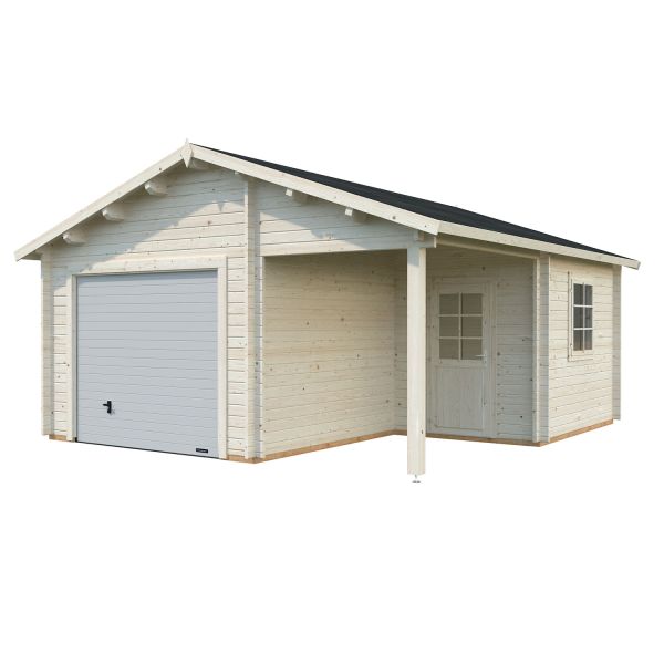Palmako Garage Roger 21,9+5,2 m² mit Sektionaltor transparent