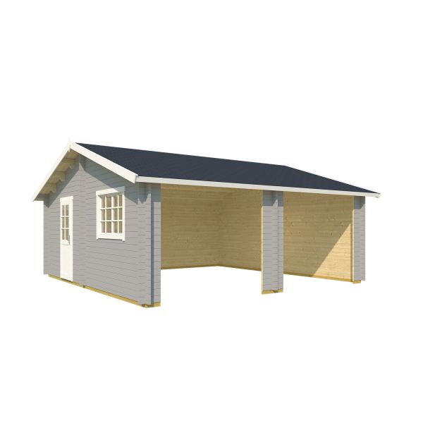 Lasita Maja Doppel-Garage Falkland ohne Tor Lichtgrau 575x575 cm