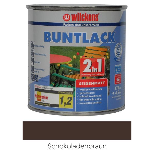 Wilckens Buntlack 2in1 seidenmatt RAL 8017 Schokoladenbraun 0,75l