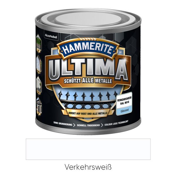 HAMMERITE Metall-Schutzlack Ultima glänzend Verkehrsweiß RAL 9016 250ml