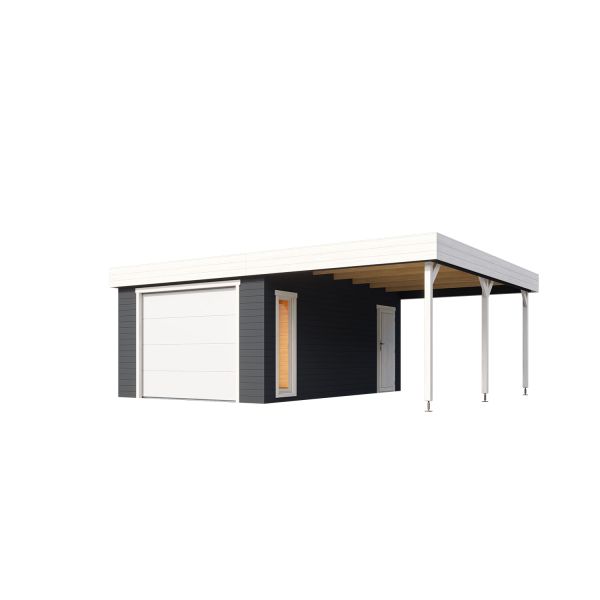 Lasita Maja Garage Bahamas SET mit Sektionaltor Carbongrau 540x670 cm