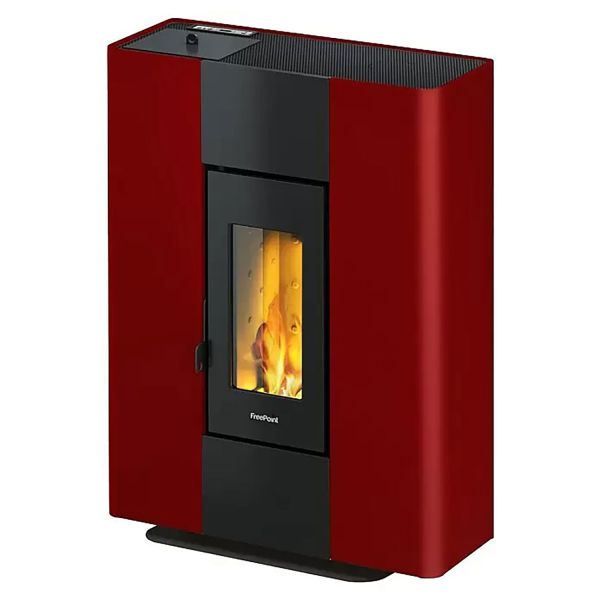 FreePoint Pelletofen Roxy bordeaux mit Standfuß 2,7 - 7 kW