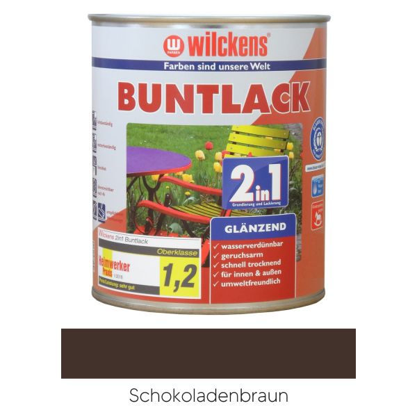 Wilckens Buntlack 2in1 glänzend RAL 8017 Schokoladenbraun 0,125l
