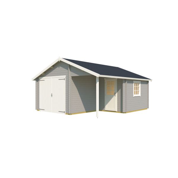 Lasita Maja Garage Nevis mit Holztor Lichtgrau 500x550 cm