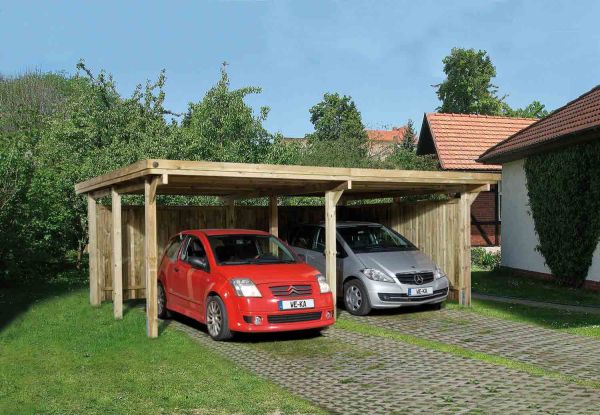Weka Flachdach-Doppelcarport 618 Gr. 1 | mit Trapezblech