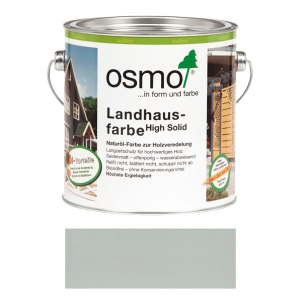 Osmo Landhausfarbe Nr. 2735 Lichtgrau 2,5l, Anstrich für Hölzer im Außenbereich