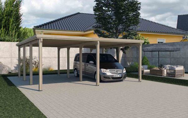 Weka Flachdach-Doppelcarport 618 Gr.2 | 603x612x233 cm