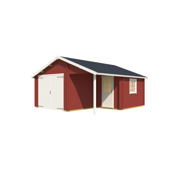 Lasita Maja Garage Nevis mit Holztor Schwedenrot 500x550 cm