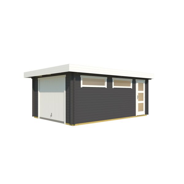 Lasita Maja Garage Canberra SET mit Schwingtor Carbongrau 360x540 cm