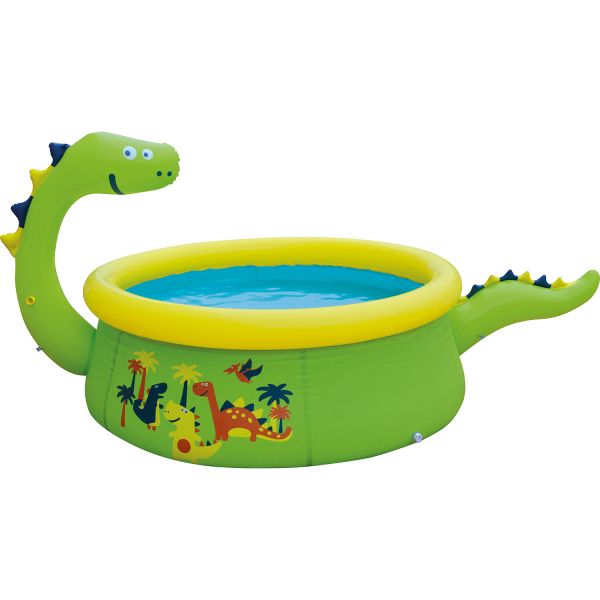 SunClub Planschbecken 3D Wassersprühender Dino Pool 175x62 cm mit aufblasbarem Luftring