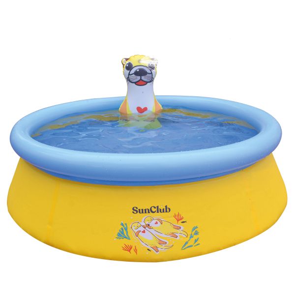 SunClub Planschbecken Wassersprühender Otter Pool 150x41 cm mit aufblasbarem Luftring