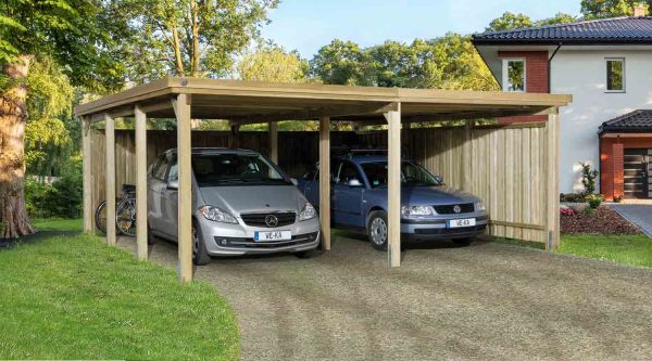 Weka Flachdach-Doppelcarport 618 Gr. 2 | ohne Dachplatten