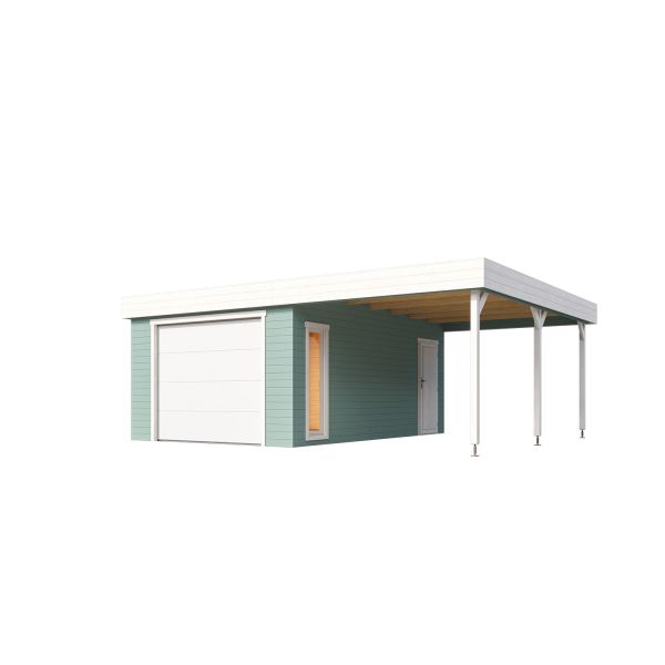 Lasita Maja Garage Bahamas SET mit Sektionaltor Gletschergrün 540x670 cm
