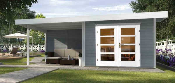 Weka Designhaus 126 B Gr.2| grau| 28 mm| Doppeltür | Anbau 300 cm| ohne RW