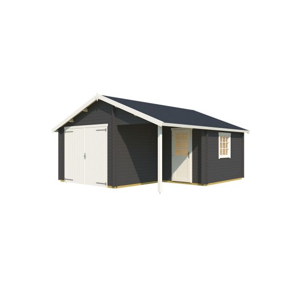Lasita Maja Garage Nevis mit Holztor Carbongrau 500x550 cm