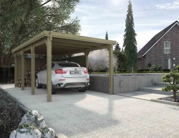 Weka Flachdach-Einzelcarport 617 Gr.2 | 322x612x233 cm