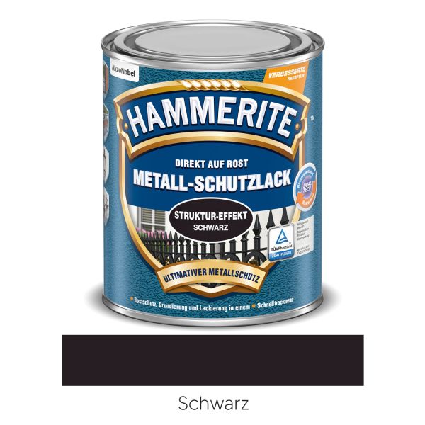 HAMMERITE Metall-Schutzlack Struktur-Effekt Schwarz 750ml