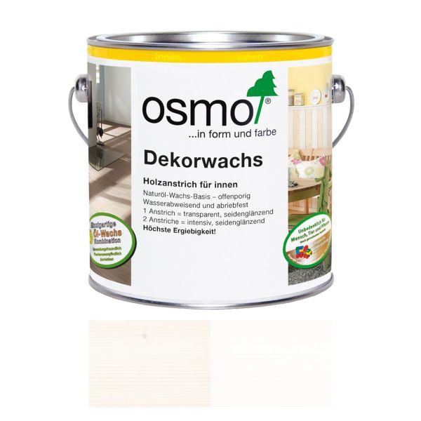 Osmo Dekorwachs Nr. 3186 Weiß Matt 2,5l, Anstrich für Hölzer im Innenbereich