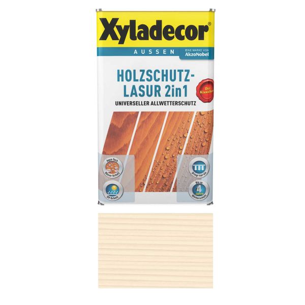 Holzschutz Lasur für Außenbereich Xyladecor 2in1 Weissbuche 5L Universeller Allwetterschutz