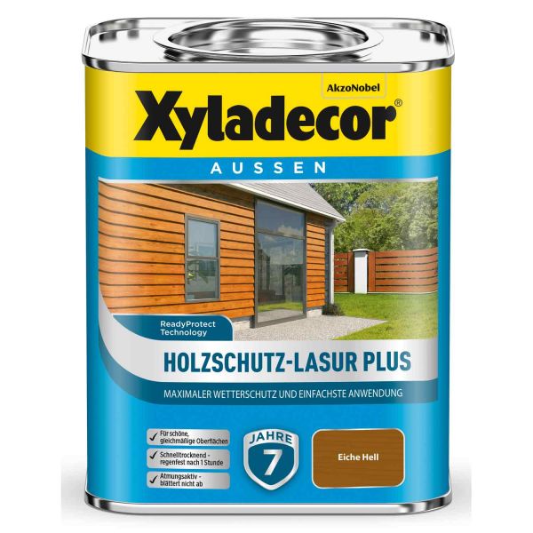 Holzschutz Lasur Plus Xyladecor Eiche Hell 0,75L für den maximalen Wetterschutz