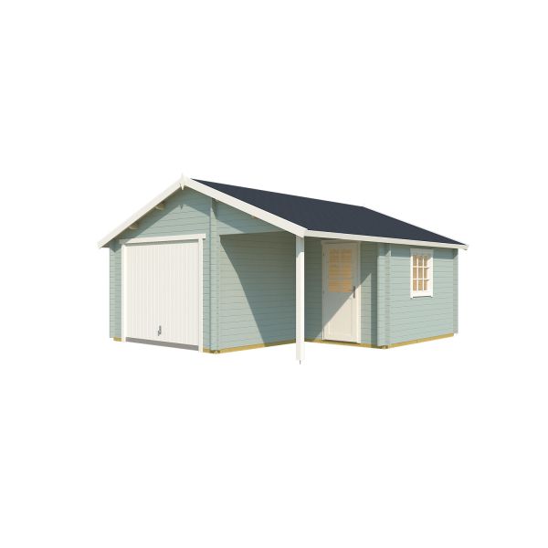 Lasita Maja Garage Nevis mit Schwingtor Gletschergrün 500x550 cm