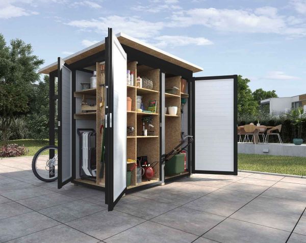 Weka Garten Gerätehaus | Geräteschrank | [Q] Multi (mit kleinem Fahrradüberstand) | anthrazit