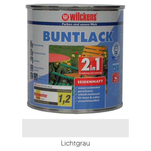 Wilckens Buntlack 2in1 seidenmatt RAL 7035 Lichtgrau 0,75l
