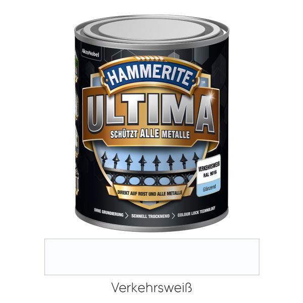 HAMMERITE Metall-Schutzlack Ultima glänzend Verkehrsweiß RAL 9016 750ml