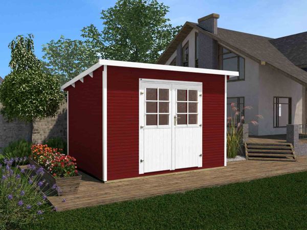 Weka Gartenhaus 219 Line Gr. 1| 28 mm| Flachdach| schwedenrot| Doppeltür