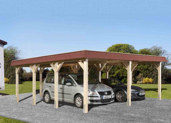 Weka Leimholz-Flachdach Doppelcarport 615 Gr.1 | 622x639x239 cm